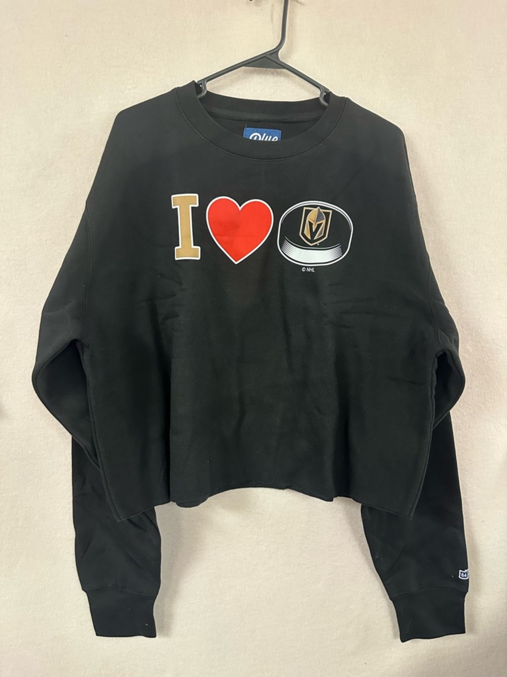 NWT Blue 84 NHL Vegas Knights Cropped Crewneck Sweatshirt Womens Large